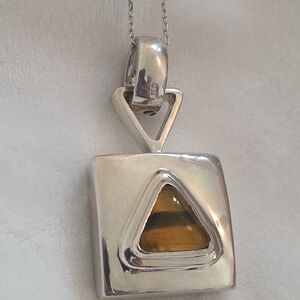 Silver Pendant with Tiger's Eye Stone